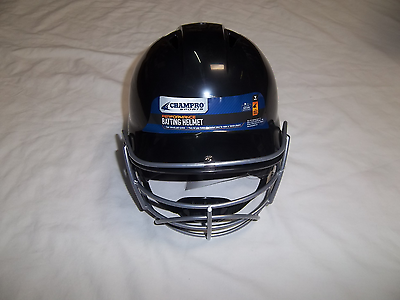 CHAMPRO H4VC BLACK YOUTH BATTING HELMET WITH SILVER FACE MASK
