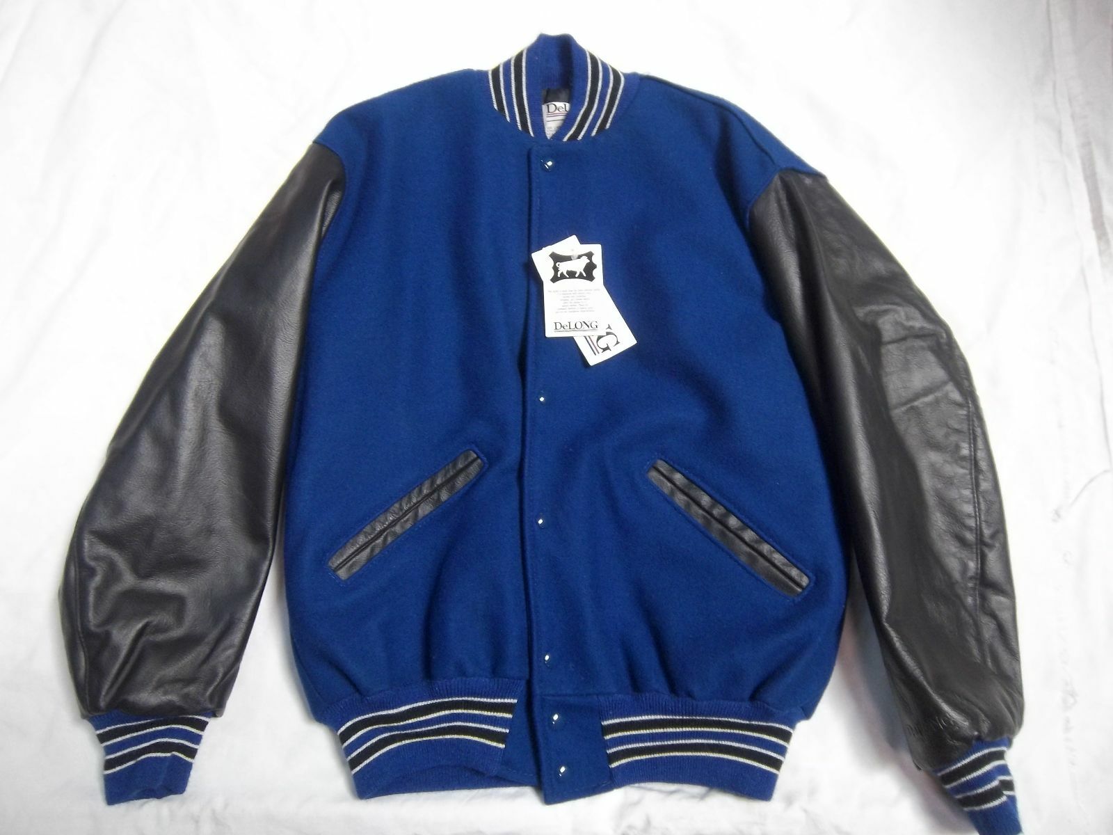 DELONG ADULT ROYAL/BLACK /WHITE NYLON LINED LETTER JACKET