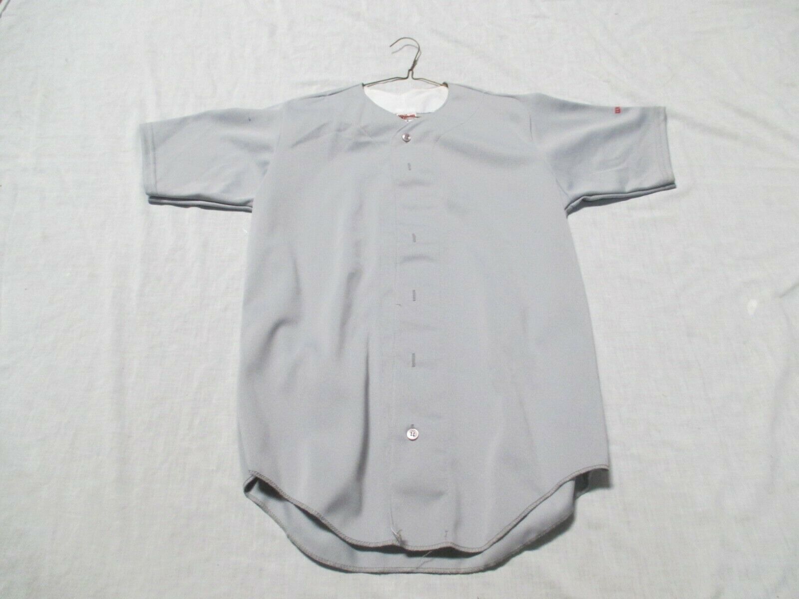 WILSON A4590  GREY  FULL BUTTON POLYESTER WARP KNIT  BASEBALL/SOFTBALL JERSEYS