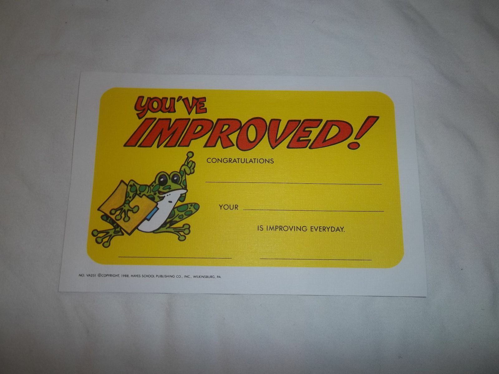 HAYES VA251 YOU'VE IMPROVED  CERTIFICATES (PACK OF 25)