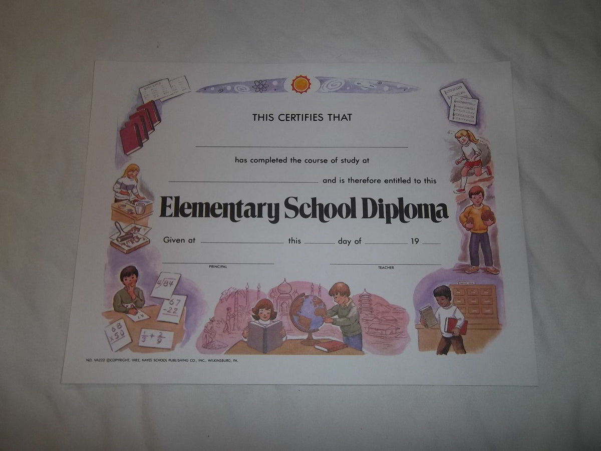 HAYES VA222 ELEMENTARY SCHOOL DIPLOMA CERTIFICATES (PACK OF 25