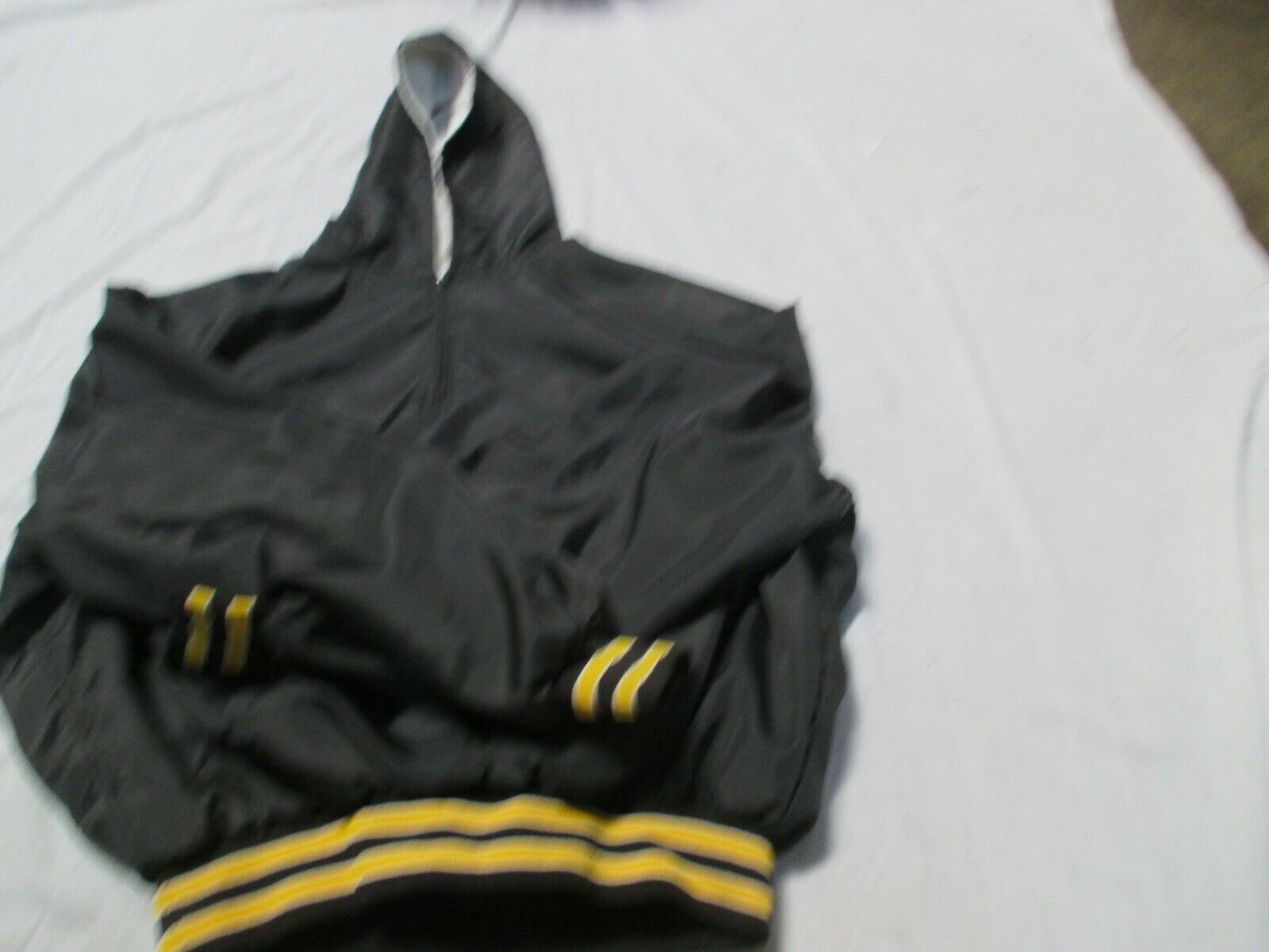 HOLLOWAY  ADULT XXX-LARGE  1/4 ZIP WARM-UP JACKET WITH HOOD(BLACK/GLD/WHT TRIM