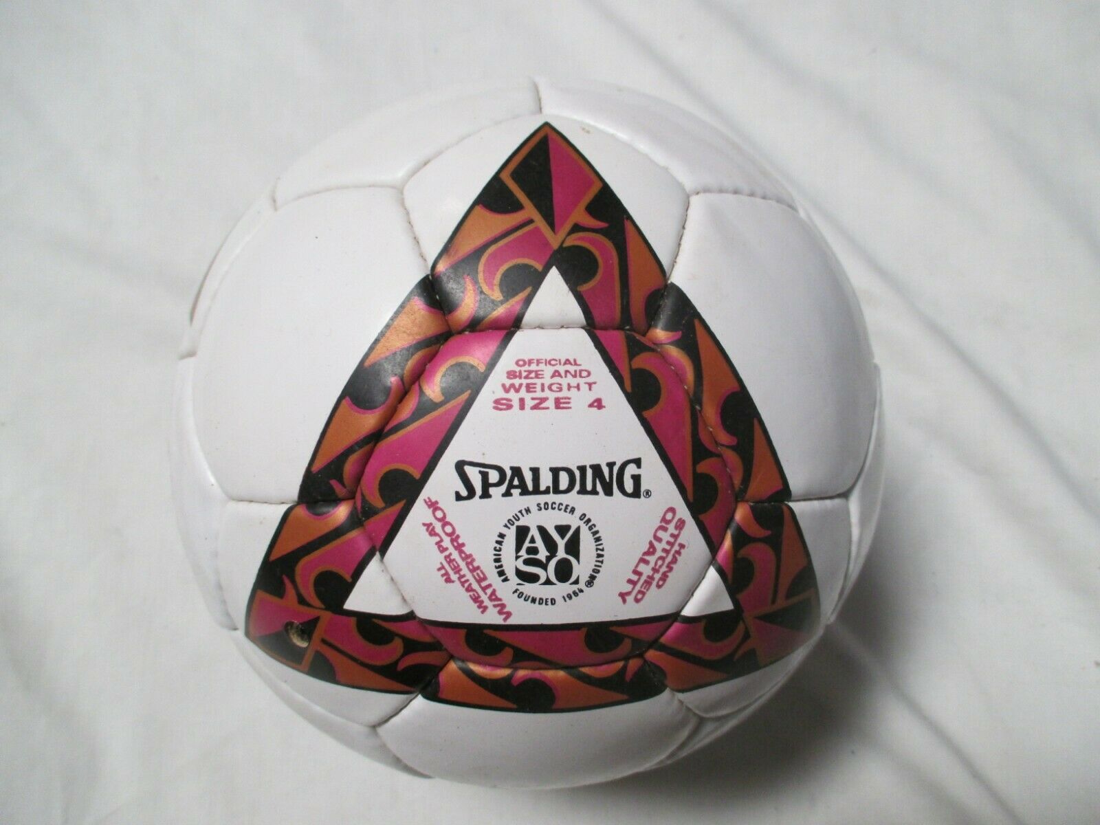 SPALDING AYSO  SOCCER BALL  SIZE #4 (WHITE/PURPLE/GOLD)