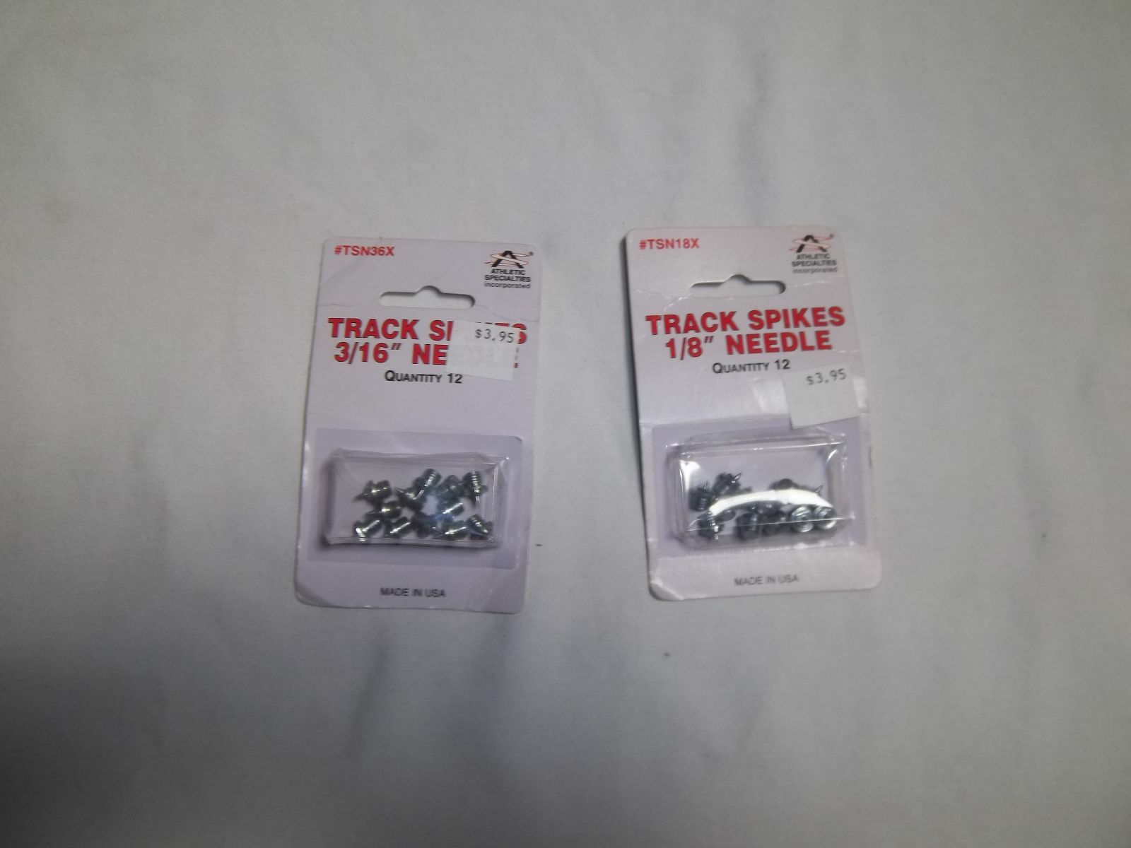 ATHLETIC SPECIALTIES TRACK SPIKES (VARIOUS SIZES) PACKS OF 12