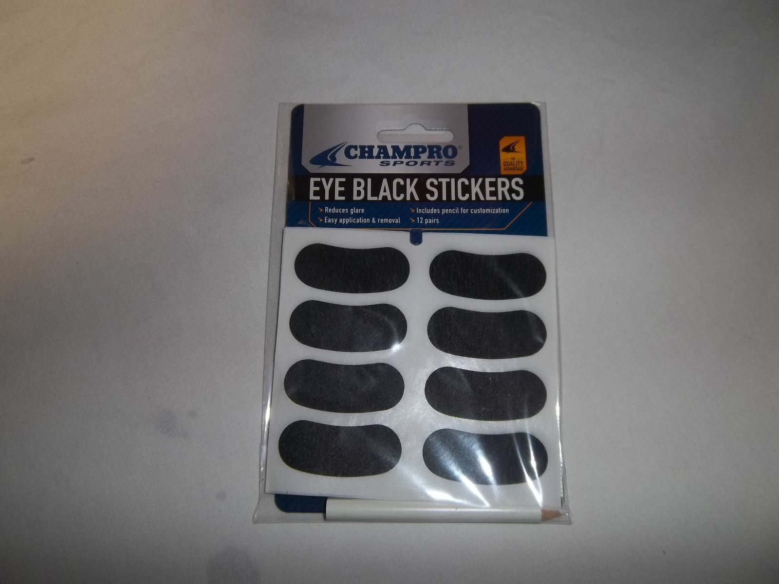 CHAMPRO A032  EYE BLACK STICKERS WITH PENCIL (12 PAIR PER PACK)