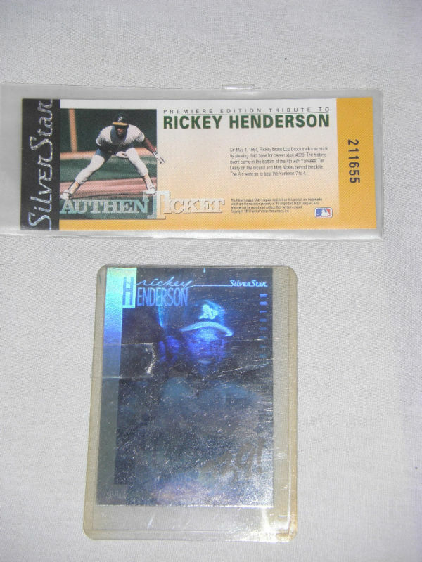 RICKEY HENDERSON 1991 SILVER STAR CARD + AUTHENTICKET