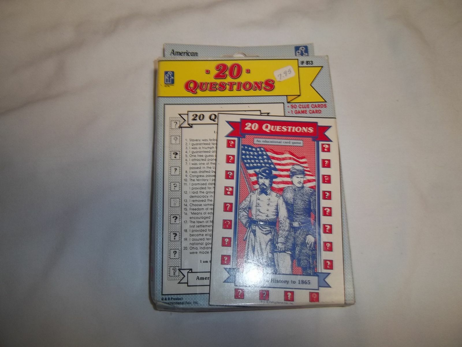 IF813 20 QUESTIONS AMERICAN HISTORY TO 1865  GAME CARDS  GRADES 5-8