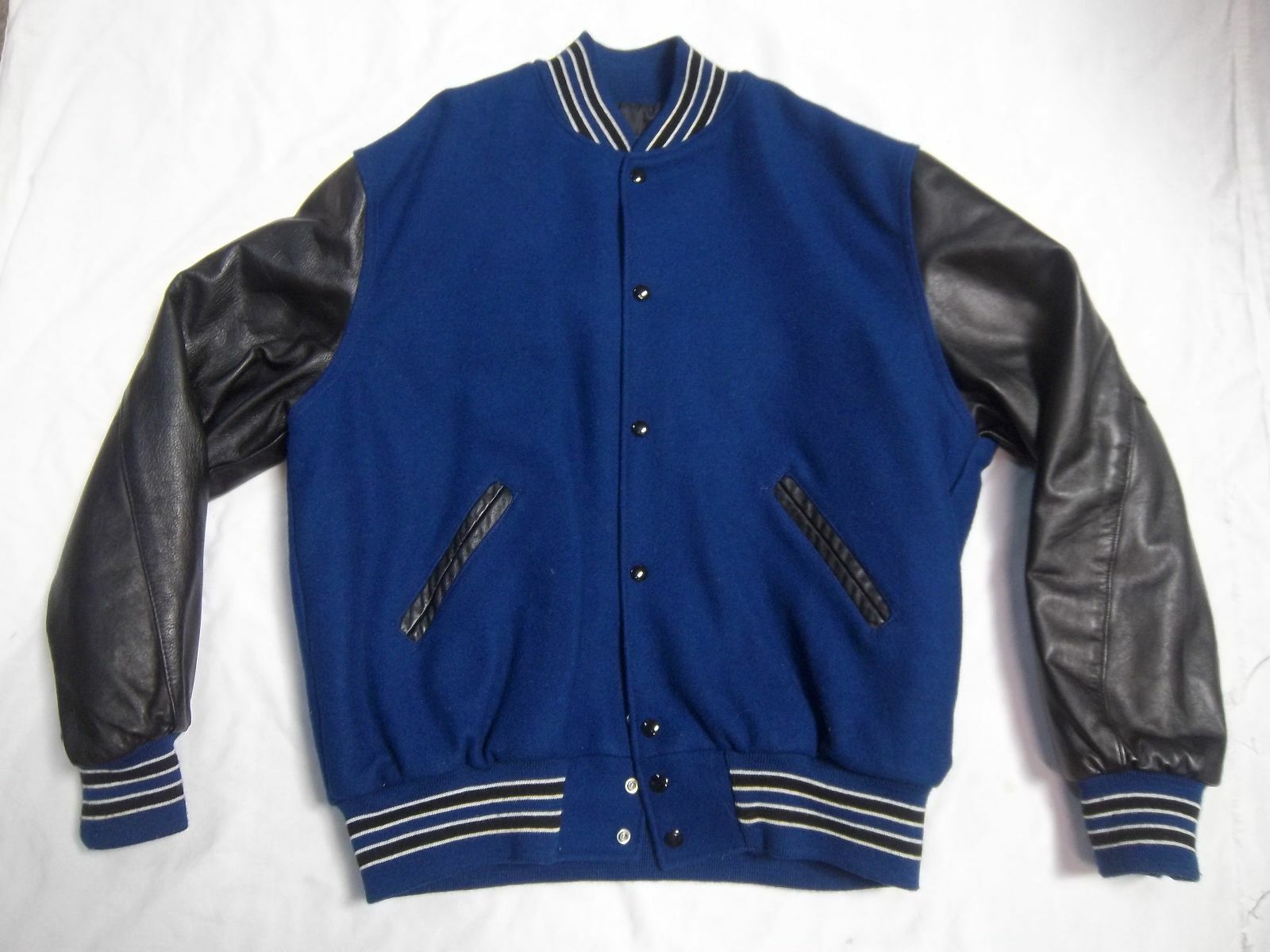 HOLLOWAY ADULT ROYAL/BLACK /WHITE QUILT LINED LETTER JACKET
