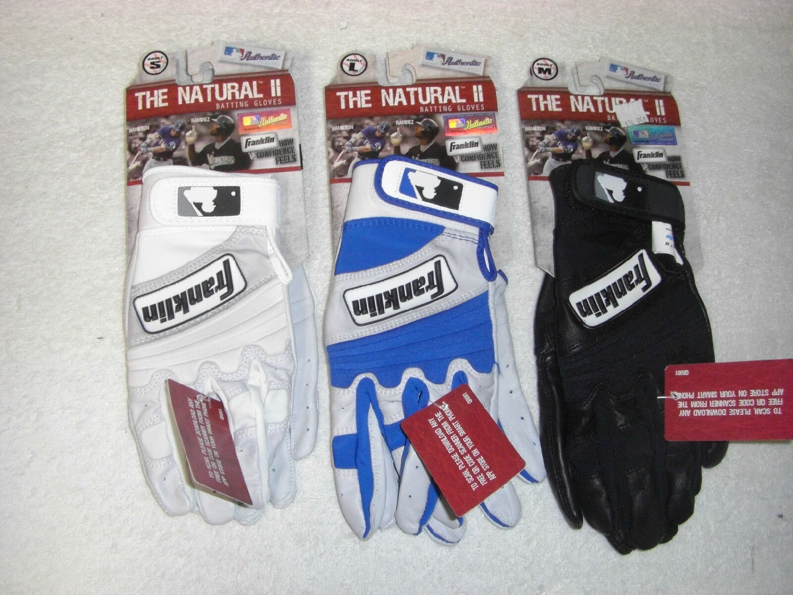 FRANKLIN THE NATURAL II ADULT BATTING GLOVES - VARIOUS COLORS AND SIZES