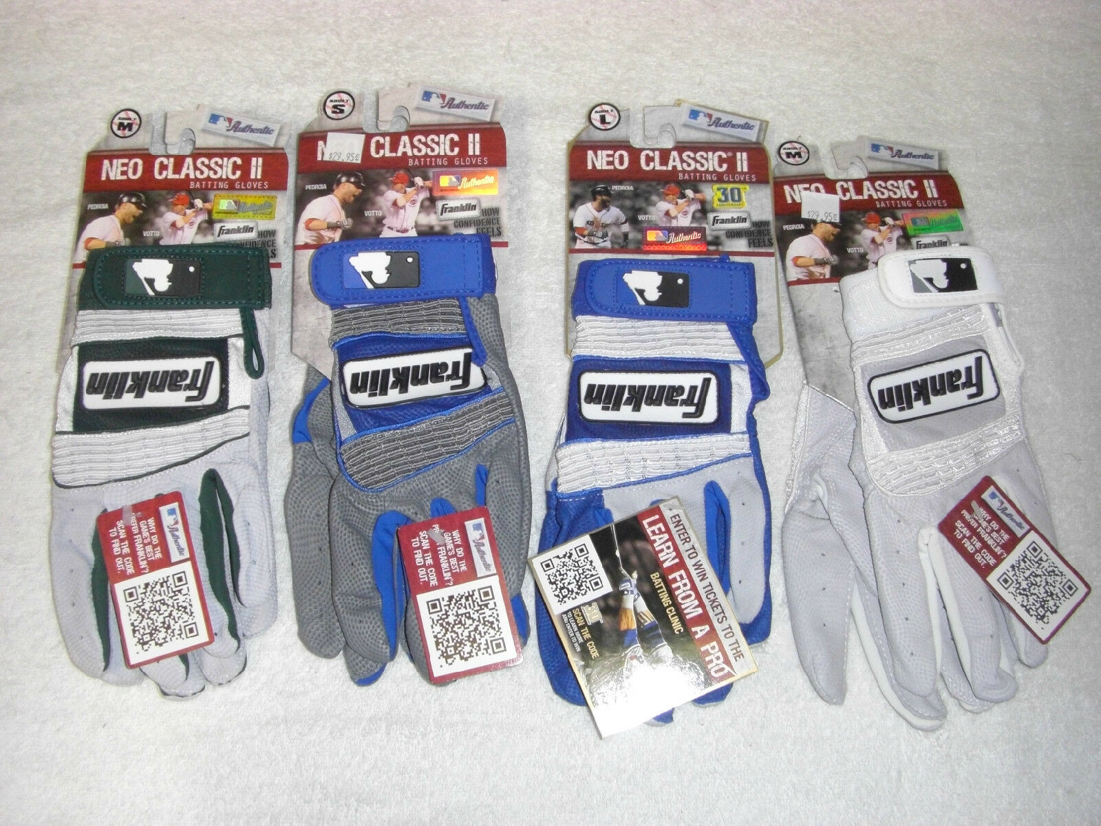 FRANKLIN NEO CLASSIC II BATTING GLOVES - VARIOUS SIZES AND COLORS