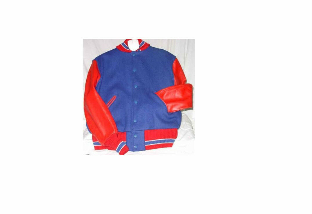 Letter Jacket-Blue with Red Sleeve Swiss Collar/Cuff